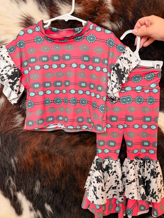 12/18M Mock Neck w/ Ruffles & OG Bell Bottoms Set