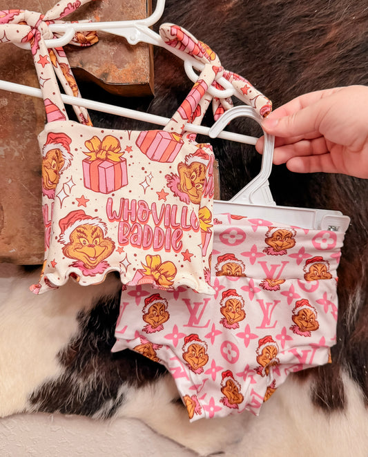 0/3M Tube Top w/ Straps, Lettuce Hem & Bummies Set