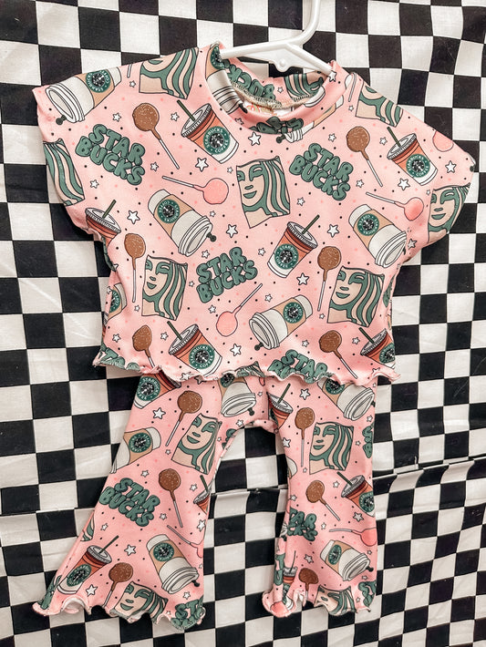 0/3M Willow Tee *cropped* & Flare Pants w/ Lettuce Hem