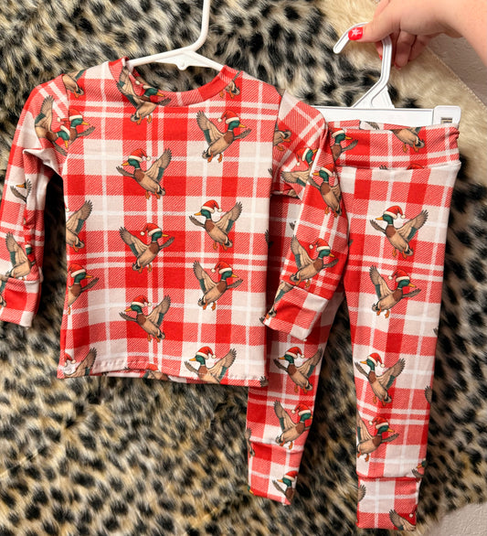 9/12M PJ Set Flannel Ducks