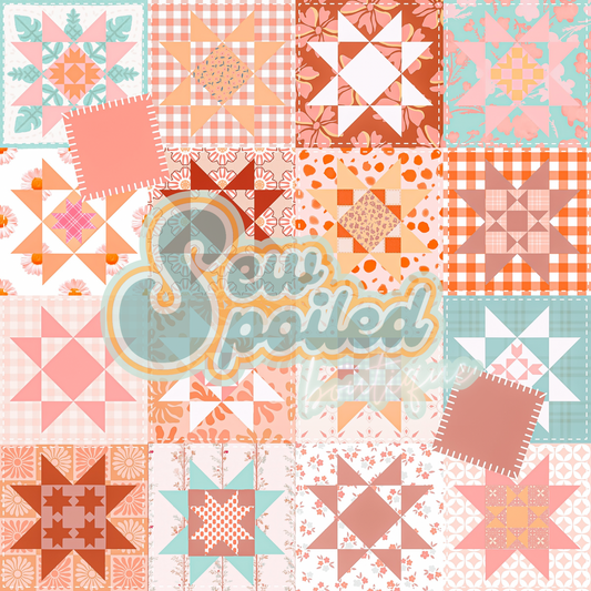 Quilted Seamless Blue/Orange