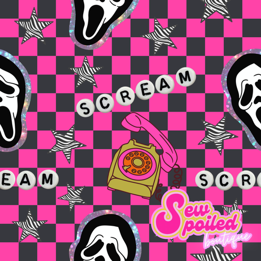 Ghost Face Pink/Blk Checkered SEAMLESS