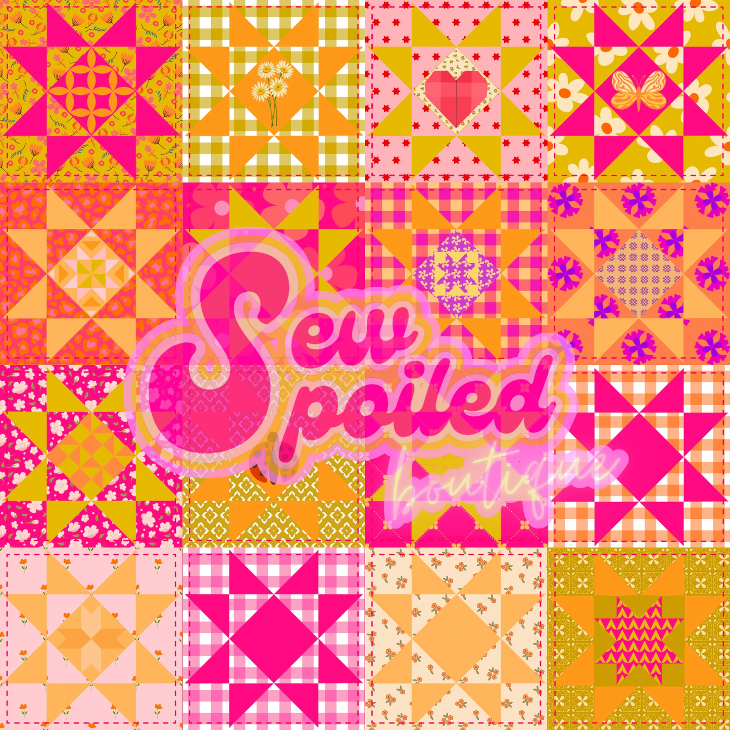 Quilted Seamless Green/Pink